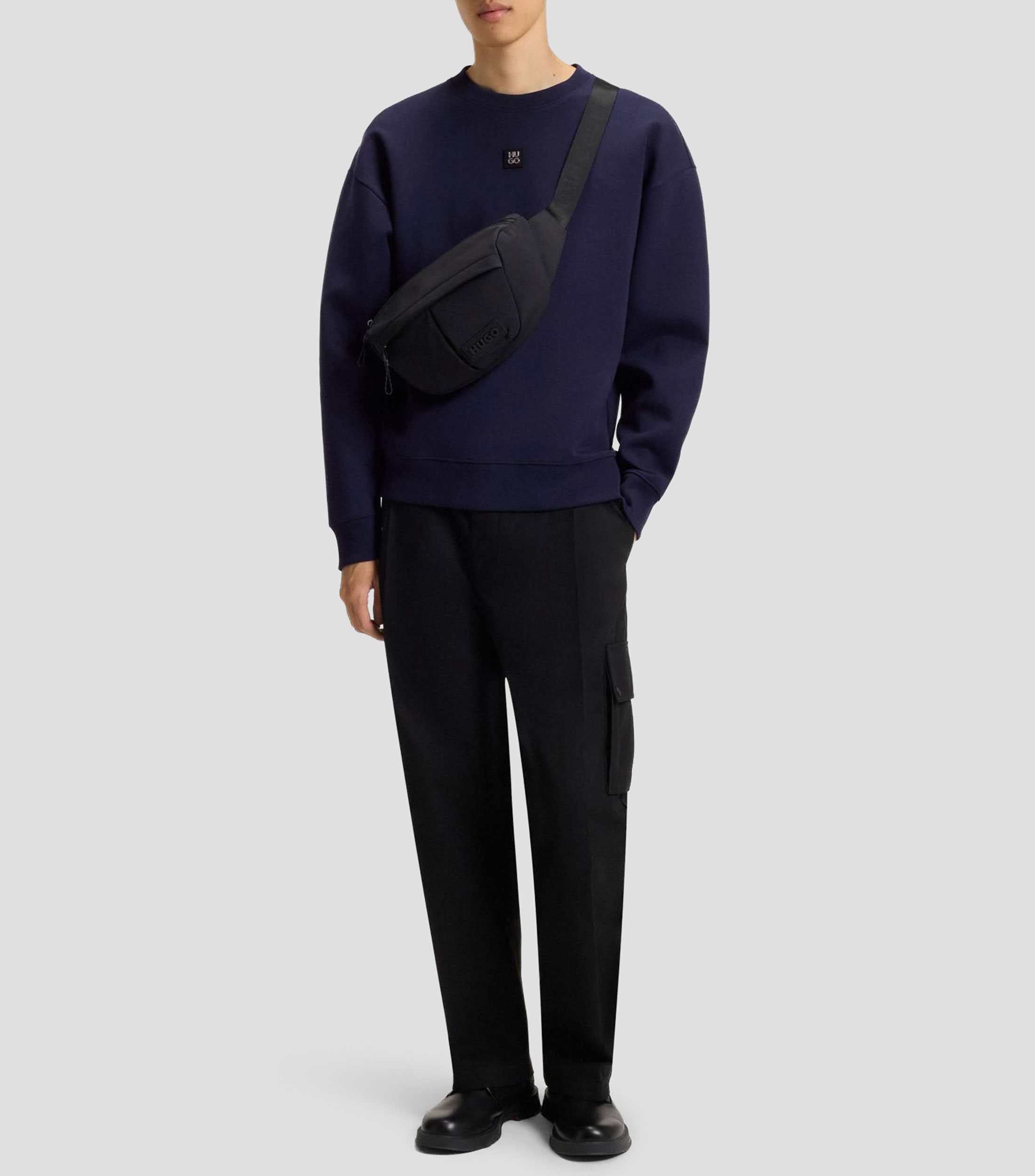 Sudadera de algodón con insignia de logo apilado Hombre